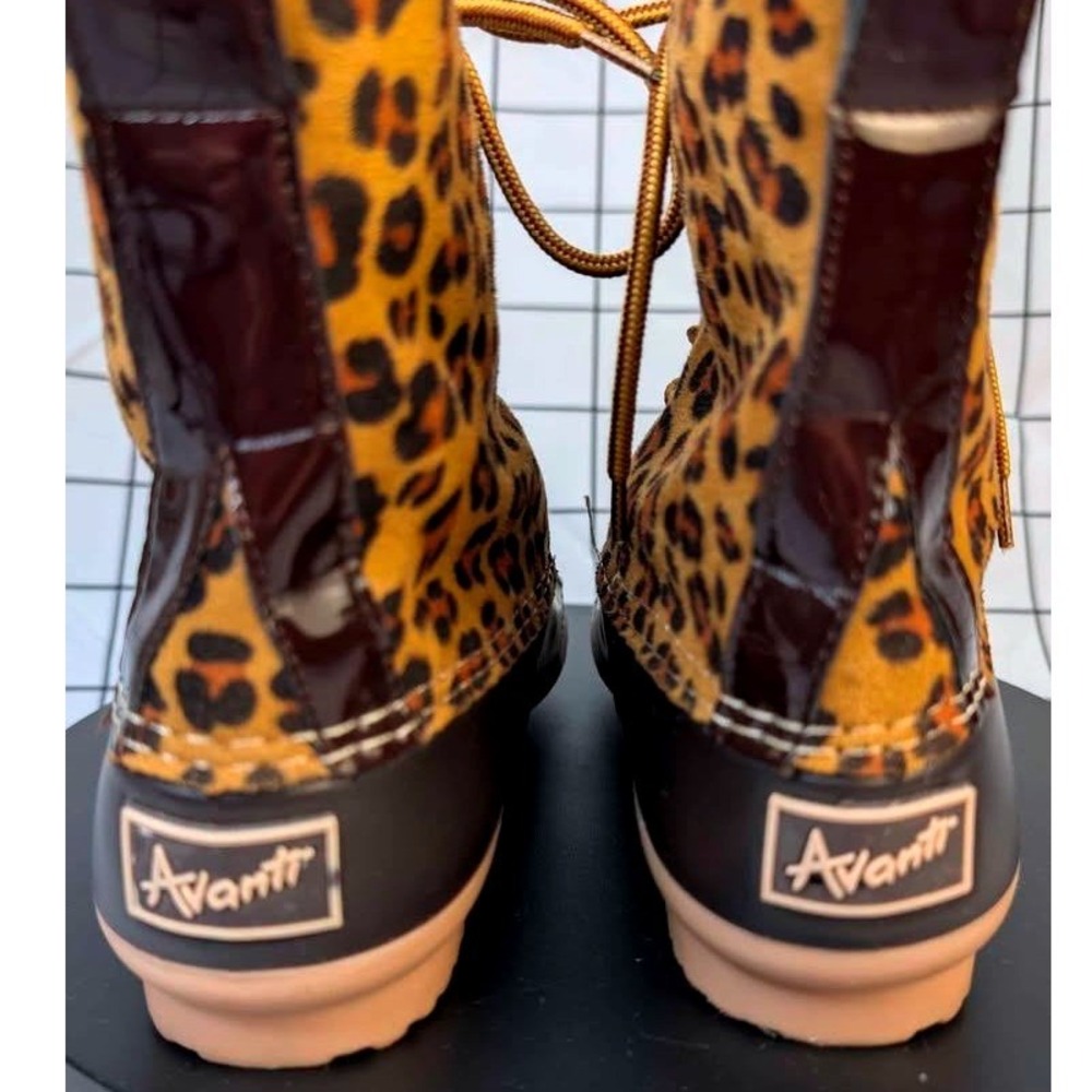 Avanti Duck Boots ~ Kids Size 5 ~ Brown Leopard Print Zelda-Leo Waterproof Shell - Picture 6 of 8